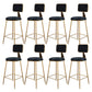 Fabric Round Seat Bar Stools Scandinavian Low Back Barstool with 4 Gold Iron Legs