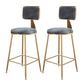 Fabric Round Seat Bar Stools Scandinavian Low Back Barstool with 4 Gold Iron Legs