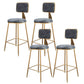 Fabric Round Seat Bar Stools Scandinavian Low Back Barstool with 4 Gold Iron Legs