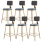Fabric Round Seat Bar Stools Scandinavian Low Back Barstool with 4 Gold Iron Legs
