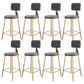Fabric Round Seat Bar Stools Scandinavian Low Back Barstool with 4 Gold Iron Legs