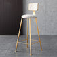 Fabric Round Seat Bar Stools Scandinavian Low Back Barstool with 4 Gold Iron Legs