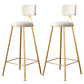 Fabric Round Seat Bar Stools Scandinavian Low Back Barstool with 4 Gold Iron Legs