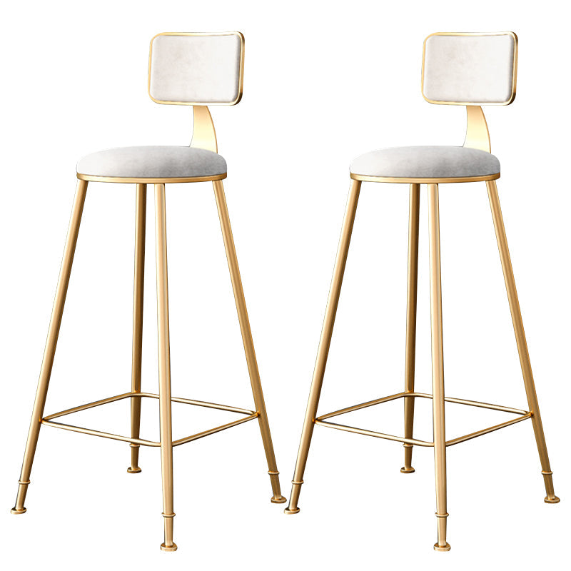 Fabric Round Seat Bar Stools Scandinavian Low Back Barstool with 4 Gold Iron Legs