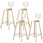 Fabric Round Seat Bar Stools Scandinavian Low Back Barstool with 4 Gold Iron Legs