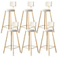 Fabric Round Seat Bar Stools Scandinavian Low Back Barstool with 4 Gold Iron Legs