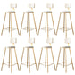 Fabric Round Seat Bar Stools Scandinavian Low Back Barstool with 4 Gold Iron Legs