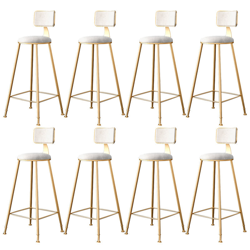 Fabric Round Seat Bar Stools Scandinavian Low Back Barstool with 4 Gold Iron Legs