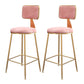 Fabric Round Seat Bar Stools Scandinavian Low Back Barstool with 4 Gold Iron Legs