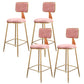 Fabric Round Seat Bar Stools Scandinavian Low Back Barstool with 4 Gold Iron Legs