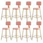 Fabric Round Seat Bar Stools Scandinavian Low Back Barstool with 4 Gold Iron Legs