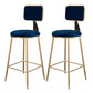 Fabric Round Seat Bar Stools Scandinavian Low Back Barstool with 4 Gold Iron Legs