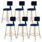 Fabric Round Seat Bar Stools Scandinavian Low Back Barstool with 4 Gold Iron Legs