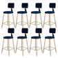 Fabric Round Seat Bar Stools Scandinavian Low Back Barstool with 4 Gold Iron Legs