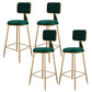 Fabric Round Seat Bar Stools Scandinavian Low Back Barstool with 4 Gold Iron Legs