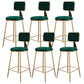 Fabric Round Seat Bar Stools Scandinavian Low Back Barstool with 4 Gold Iron Legs