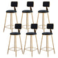 Fabric Round Seat Bar Stools Scandinavian Low Back Barstool with 4 Gold Iron Legs