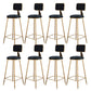 Fabric Round Seat Bar Stools Scandinavian Low Back Barstool with 4 Gold Iron Legs