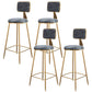 Fabric Round Seat Bar Stools Scandinavian Low Back Barstool with 4 Gold Iron Legs