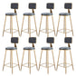 Fabric Round Seat Bar Stools Scandinavian Low Back Barstool with 4 Gold Iron Legs