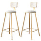 Fabric Round Seat Bar Stools Scandinavian Low Back Barstool with 4 Gold Iron Legs