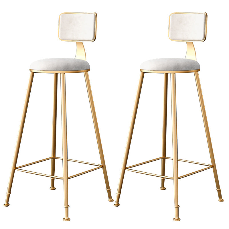 Fabric Round Seat Bar Stools Scandinavian Low Back Barstool with 4 Gold Iron Legs