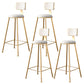 Fabric Round Seat Bar Stools Scandinavian Low Back Barstool with 4 Gold Iron Legs