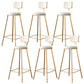 Fabric Round Seat Bar Stools Scandinavian Low Back Barstool with 4 Gold Iron Legs