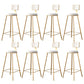 Fabric Round Seat Bar Stools Scandinavian Low Back Barstool with 4 Gold Iron Legs