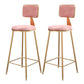 Fabric Round Seat Bar Stools Scandinavian Low Back Barstool with 4 Gold Iron Legs