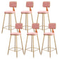 Fabric Round Seat Bar Stools Scandinavian Low Back Barstool with 4 Gold Iron Legs