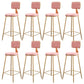 Fabric Round Seat Bar Stools Scandinavian Low Back Barstool with 4 Gold Iron Legs
