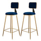 Fabric Round Seat Bar Stools Scandinavian Low Back Barstool with 4 Gold Iron Legs