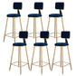 Fabric Round Seat Bar Stools Scandinavian Low Back Barstool with 4 Gold Iron Legs