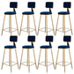 Fabric Round Seat Bar Stools Scandinavian Low Back Barstool with 4 Gold Iron Legs