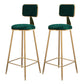 Fabric Round Seat Bar Stools Scandinavian Low Back Barstool with 4 Gold Iron Legs
