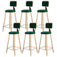Fabric Round Seat Bar Stools Scandinavian Low Back Barstool with 4 Gold Iron Legs