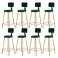 Fabric Round Seat Bar Stools Scandinavian Low Back Barstool with 4 Gold Iron Legs