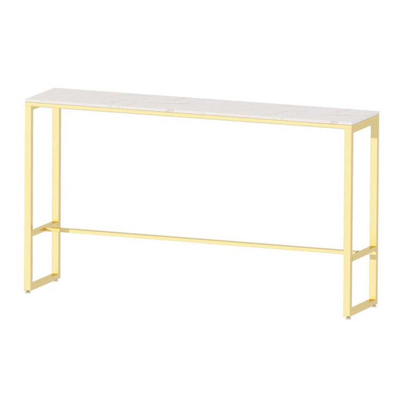 Rectangular Sintered Stone Top Bar Table Luxurious Bar Table with Trestle Base in Gold Without Chairs Clearhalo 'Bar Furniture' 'Bar Tables' 'bar_tables' 'furn' 'furn_bar_tables' 'Furniture' 'Kitchen & Dining Furniture' 5813981