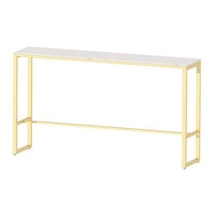 Rectangular Sintered Stone Top Bar Table Luxurious Bar Table with Trestle Base in Gold Without Chairs Clearhalo 'Bar Furniture' 'Bar Tables' 'bar_tables' 'furn' 'furn_bar_tables' 'Furniture' 'Kitchen & Dining Furniture' 5813981