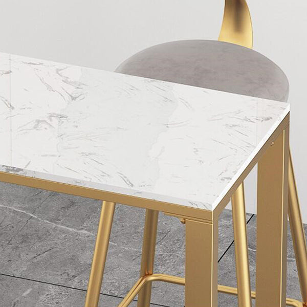Rectangular Sintered Stone Top Bar Table Luxurious Bar Table with Trestle Base in Gold Clearhalo 'Bar Furniture' 'Bar Tables' 'bar_tables' 'furn' 'furn_bar_tables' 'Furniture' 'Kitchen & Dining Furniture' 5813982