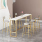 Rectangular Sintered Stone Top Bar Table Luxurious Bar Table with Trestle Base in Gold Clearhalo 'Bar Furniture' 'Bar Tables' 'bar_tables' 'furn' 'furn_bar_tables' 'Furniture' 'Kitchen & Dining Furniture' 5813983