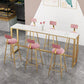 Rectangular Sintered Stone Top Bar Table Luxurious Bar Table with Trestle Base in Gold Clearhalo 'Bar Furniture' 'Bar Tables' 'bar_tables' 'furn' 'furn_bar_tables' 'Furniture' 'Kitchen & Dining Furniture' 5813984