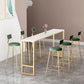 Rectangular Sintered Stone Top Bar Table Luxurious Bar Table with Trestle Base in Gold Clearhalo 'Bar Furniture' 'Bar Tables' 'bar_tables' 'furn' 'furn_bar_tables' 'Furniture' 'Kitchen & Dining Furniture' 5813985