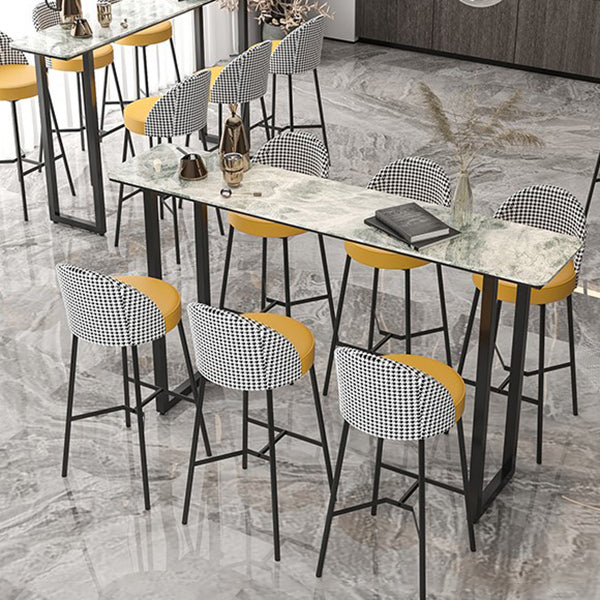 Contemporary Pub Table with Sled Polished Finish Stone Top Bar Table Clearhalo 'Bar Furniture' 'Bar Tables' 'bar_tables' 'furn' 'furn_bar_tables' 'Furniture' 'Kitchen & Dining Furniture' 5814164