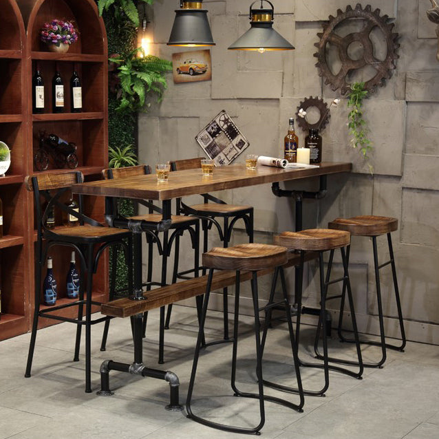 Tavolo da bar per barra top in legno rettangolare tavolo da barra industriale con base di cavalletto