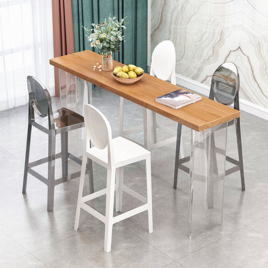 Tavolo da barra a barre di legno di cenere con base acrilica moderna tavolo da pub rettangolo moderno