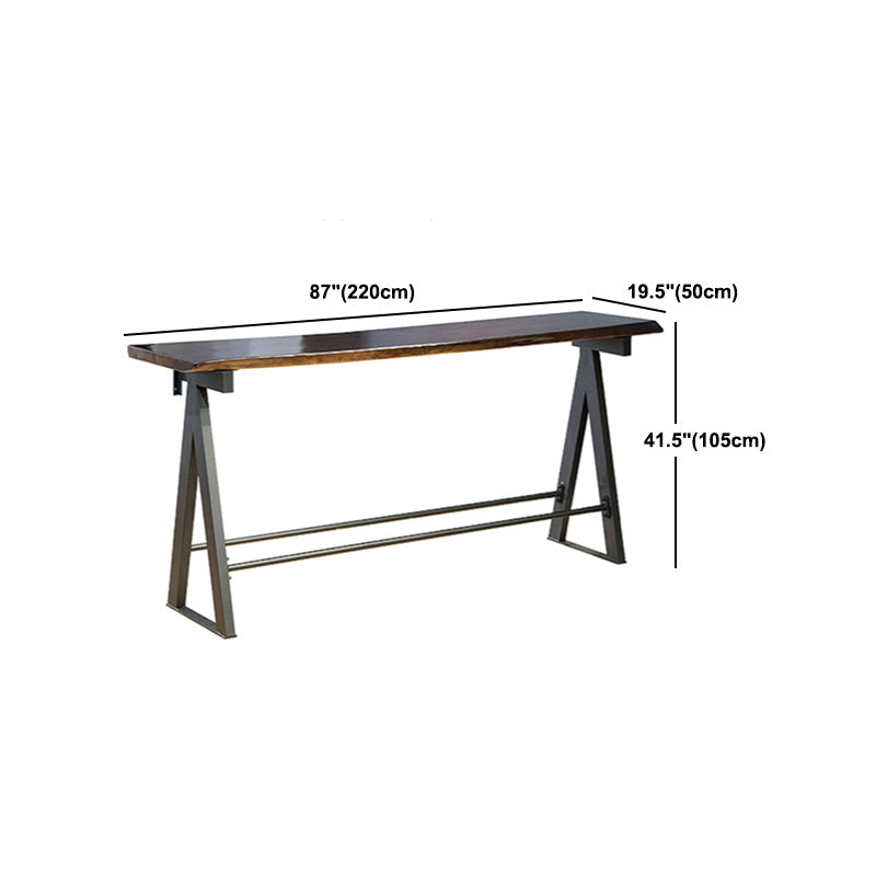 Rectangle Pine Wood Top Bar Table Modern Bar Table with Trestle Base in Black Clearhalo 'Bar Furniture' 'Bar Tables' 'bar_tables' 'furn' 'furn_bar_tables' 'Furniture' 'Kitchen & Dining Furniture' 5814279