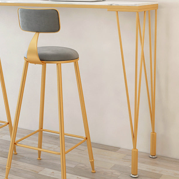 Indoor Rectangle Cocktail Bar Table White Marble and Metal Bistro Bar Table Clearhalo 'Bar Furniture' 'Bar Tables' 'bar_tables' 'furn' 'furn_bar_tables' 'Furniture' 'Kitchen & Dining Furniture' 5814324