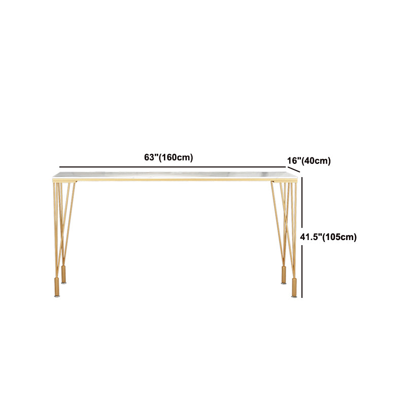 Indoor Rectangle Cocktail Bar Table White Marble and Metal Bistro Bar Table Clearhalo 'Bar Furniture' 'Bar Tables' 'bar_tables' 'furn' 'furn_bar_tables' 'Furniture' 'Kitchen & Dining Furniture' 5814328